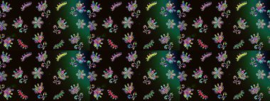 Raster illüstrasyonu. Güzel kumaş deseni. El çizimi. Çiçekler, dallar, otlar ve çiçekler.