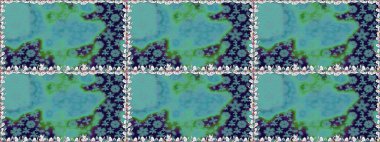 El çizimi çiçekli, soyut, pürüzsüz desen. Raster illüstrasyonu. Mavi renkte çiçekler.