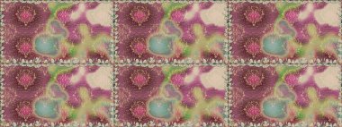 Raster illüstrasyonunda kusursuz çiçek deseni. Tarafsız renklerde çiçekler. Düz Çiçek Elementleri Tasarımı. Renkli Yaz Temalı Kusursuz Arkaplan.