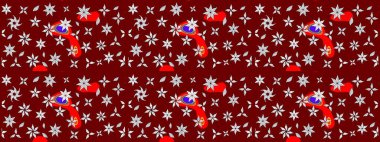 Renkli Bahar Teması eskiz kalıbı. Eskiz klasiği. Düz Çiçek Elementleri Tasarımı. Raster Şirin kumaş deseni.