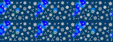 Çiçekli çiçek deseni, suluboya. Raster deseni. Süslü kumaş deseni.