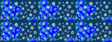 Mavi renkli çiçekler. Renkli Bahar Teması eskiz kalıbı. Asya tekstil tarzında. Düz Çiçek Elementleri Tasarımı. Çiçek desenli çizim. Raster illüstrasyonu.