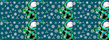 Süslü kumaş deseni. Raster deseni. Çiçekli çiçek deseni, suluboya..