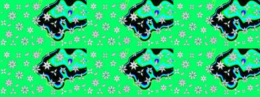 Çizgi çizimi kalıbı. Raster Moda kumaş deseni. Şirin çiçekler..