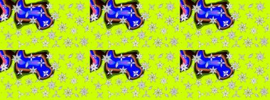 Raster illüstrasyonu. Şirin çiçekli eskiz deseni ve yeşil renkli yapraklar, suluboya çiçek deseni, duvar kağıdı, kart veya kumaş için fayanslı.