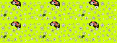 Tekstil ve kapak tasarımı için mükemmel. Yeşil renkli çiçekler. Doodle tarzı. Elle çizilmiş sonbahar çiçeği deseni. Renkli yeşil çizim deseni.