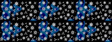 Parlak çiçekli kolaj çiçekleri siyaha boyanmış. Çiçek tasarımı için inanılmaz bir kolaj cenneti tarzı. Çiçekli zambaklar eskiz arka planı.