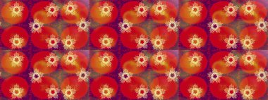 Kar taneleri koleksiyonu. Raster illüstrasyonu. Kırmızı, turuncu ve mor kar tanelerinden izole edilmiş. Güzel kış süsleri..