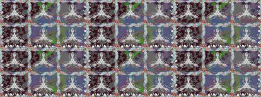 Gri renkli çiçekler. Kumaş desenli papatya çiçekleri ayrıntıları.