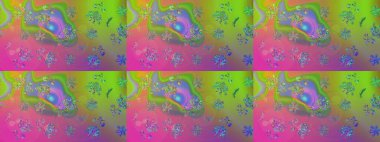 Küçük çiçekli basit bir çiçek çizimi. Moda baskısı, albüm, ambalaj kağıdı ve duvar kağıdı için zarif dekoratif süslemeler. Yeşil renkte şirin çiçekler. Raster illüstrasyonu.