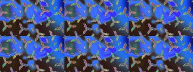 Yeni yıl kar tanesi. Güzel soyut kar tanesi raster tasarımı. Düz kar karalama ikonları, kar taneleri silueti mavi, kahverengi ve gri renkler Noel afişi için, kartlar.