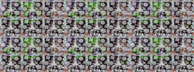 Raster illüstrasyonu. Gri kıvırcık çiçekler gri renkte şekillenir. Klasik çiçek tasarım elementleri.