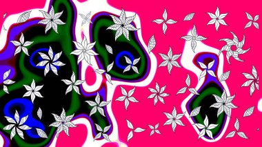 Çiçek süslemeli çizim deseni. Raster illüstrasyonu. Mor renkte çiçekler.