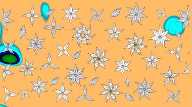 Bej renkli etnik çiçekli zarif eskiz deseni. Raster Çiçek İllüstrasyon Şirin Tekstil.