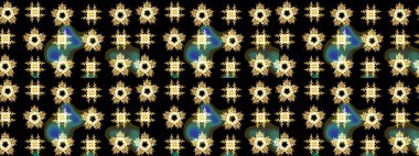 Siyah, sarı ve kahverengi renkli çiçekler. Çiçekli karalama şeklinde Raster çiçek deseni. Nazik, narin çiçek arkaplanı.