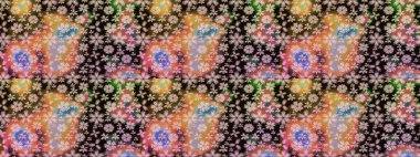 Kabile sanatı boho baskısı, klasik çiçek arkaplanı. Arkaplan dokusu, duvar kâğıdı, çiçek teması tarafsız renklerde. Soyut etnik raster çizim kalıbı.