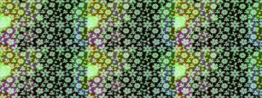 Raster illüstrasyonundaki çiçek desenli çizim. Yeşil renkte çiçekler.