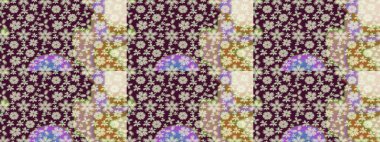 Renkli Bahar Teması eskiz kalıbı. Raster Modaya uygun kumaş deseni. Düz Çiçek Elementleri Tasarımı. Kahverengi renkli şirin çiçek deseni.