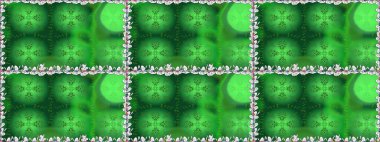 Raster illüstrasyonu. Yeşil renkli çiçekler. Düz Çiçek Elementleri Tasarımı. Renkli Bahar Temalı Kusursuz Arkaplan. Çiçekli, suluboya desenli kusursuz çiçek deseni.