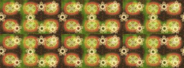 Raster illüstrasyonu. Bokeh tarafsız, yeşil, kahverengiler ve kar taneleriyle dekoratif Noel geçmişi.