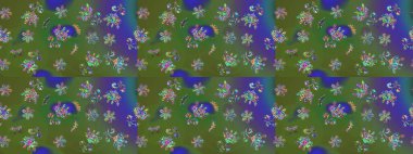 Üst manzara, yumuşak stil. Sevgililer günü ve tebrik kartı konsepti için şık bir davetiye. Yeşil renkte manzaralı çiçek deseni. Çiçek kompozisyonu, el boyası, hassas şablon..