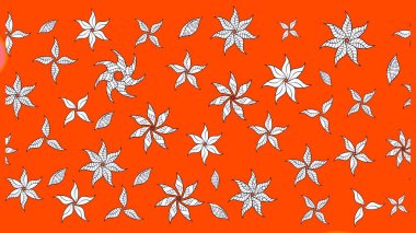 Renkli Yaz Temalı eskiz kalıbı. Güzel kumaş deseni. Düz Çiçek Elementleri Tasarımı. Raster illüstrasyonunda çiçek deseni çizimi.