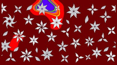 Raster illüstrasyonundaki çiçek desenli çizim. Suluboya tarzında kırmızı renkte çiçekler.