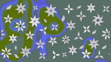 Düz Çiçek Elementleri Tasarımı. Renkli Bahar Teması eskiz kalıbı. Parlak arkaplan eskiz desenli çiçekli fantezi tasarımı.