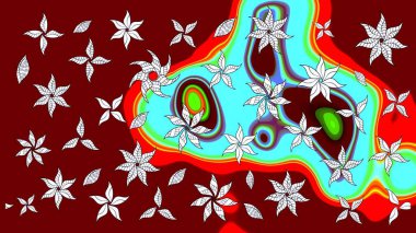 Renkli Bahar Teması eskiz kalıbı. Düz Çiçek Elementleri Tasarımı. Süslü kumaş deseni. Raster illüstrasyonunda çiçek deseni çizimi.