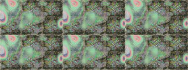 Çiçeksiz desenli arka plan, darbeler, sıçramalar, yaz çiçekleri. Yeşil renkli çiçekler. Raster illüstrasyonu.