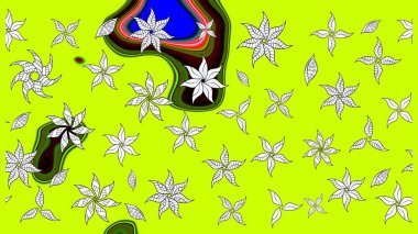 Düz Çiçek Elementleri Tasarımı. Güzel kumaş deseni. Karalama çiçeği. Renkli Bahar Teması eskiz kalıbı. Raster illüstrasyonu. Zentangle soyut çiçekleri.