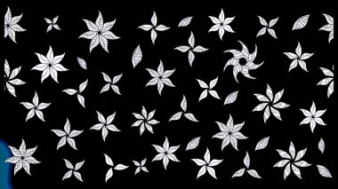 Yumuşak, bahar çiçekleri siyah renklerde. Çiçekli karalama şeklinde Raster çiçek deseni. Raster illüstrasyonu.