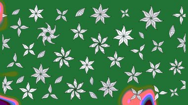 Doodle tarzı. Yeşil renkli çiçekler. Elle çizilmiş sonbahar çiçeği deseni. Renkli yeşil çizim kalıbı. Tekstil ve kapak tasarımı için mükemmel.