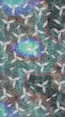 Gri renkli çiçekler. Çizim çiçek deseni duvar kâğıdı olarak kullanılabilir. Raster illüstrasyonu.