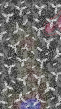 Düz Çiçek Elementleri Tasarımı. Sevimli çiçek raster deseni. Renkli Yaz Temalı eskiz kalıbı. Gri renkli çiçekler.