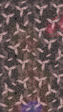 Kahverengi renkte zarif çiçekli suluboya. Raster illüstrasyonu. Düz Çiçek Elementleri Tasarımı. Renkli Bahar Teması çizim şablonu.