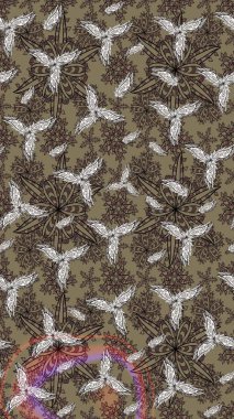 Bej renkli etnik çiçekli zarif eskiz deseni. Raster Çiçek İllüstrasyonu güzel tekstil..