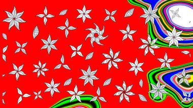 Çiçek desenli eskiz. Gömlek baskısı için çiçek boyası. Kırmızı renkte çiçekler.