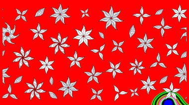 Renkli Yaz Temalı eskiz kalıbı. Düz Çiçek Elementleri Tasarımı. Güzel kumaş deseni. Raster illüstrasyonunda çiçek deseni çizimi.