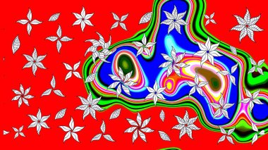 Düz Çiçek Elementleri Tasarımı. Renkli Bahar Teması eskiz kalıbı. Raster..