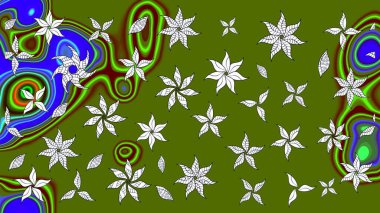 Güzel kumaş deseni. Yeşil renklerde. Raster illüstrasyonu. Raster illüstrasyonunda çiçek deseni çizimi.
