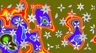 Kahverengi renkli etnik çiçeklerin olduğu zarif bir eskiz modeli. Raster Çiçek İllüstrasyon Şirin Tekstil.