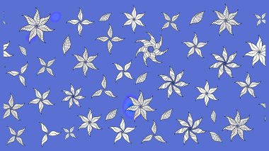 El yapımı çiçek ve bitki koleksiyonu. Raster illüstrasyonu. Raster illüstrasyonu. Şirin karalamalı çiçek desenli çizim. Robot resim tarzı mavi renkler.