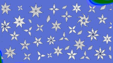 Çiçek buketleriyle klasik bir eskiz şekli. Mavi renklerde. Raster illüstrasyonu.