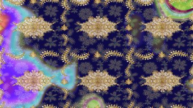 Paisley 'ler zarif çiçek desenli eskiz arka plan duvar kâğıdı çizimi klasik tarz, modern 3D çizgili altın ve mavi desenli çiçek yaprakları ve süslemeleri..