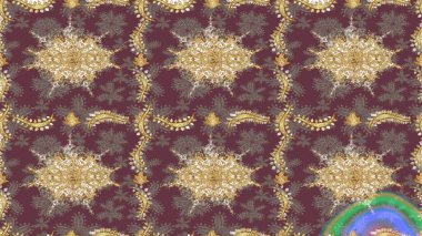 Raster oryantal süs. Altın şablonu çiz. Altın elementlerle kahverengi renklerde altın desen.