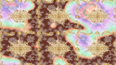 Klasik raster şablonu. Tarafsız ve altın desenli. Tekrarlayan ögelerle soyut arkaplan çiz.