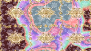 Klasik Raster altın desenini çiz. Geleneksel oryantasyon süsü. Altın elementlerle nötr renklerde altın desen. Klasik vintage arkaplan.