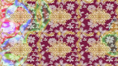 Tarafsız renklerde altın tekrarlayan elementlerle soyut arkaplan. Eskiz oryantal klasik altın desen.