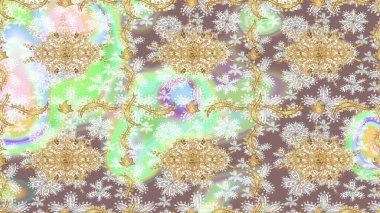 Kıvrımlı çizimler. Doğulu stil, altın elementlerle altın rengi nötr renkte arabesk yapar. Raster altın desen.